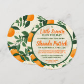 Eine kleine süße Orange Theme Babydusche Einladung (Vorne/Hinten)