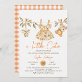 Eine kleine Süsse Orangefarbene Baby-Kleidung Kind Einladung (Vorne/Hinten)