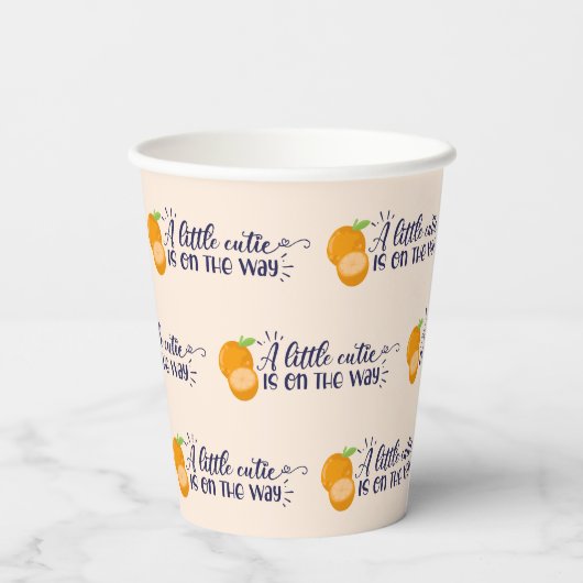 Eine kleine Süsse Orangen Babydusche Papiertasse Pappbecher (Rückseite)