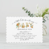 Eine kleine Süsse Orangen Wasserfarben Babydusche Einladung (Stehend Vorderseite)