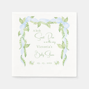 Eine kleine süße Pea Blue Boy Baby Dusche Serviette