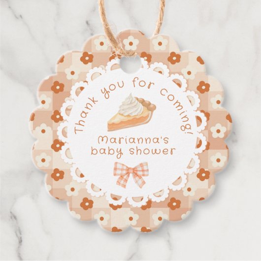 Eine kleine Süsse Pie Baby Dusche Danke Geschenkanhänger (Vorderseite)