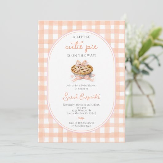 Eine kleine Süsse Pie Baby Dusche Einladung (Stehend Vorderseite)