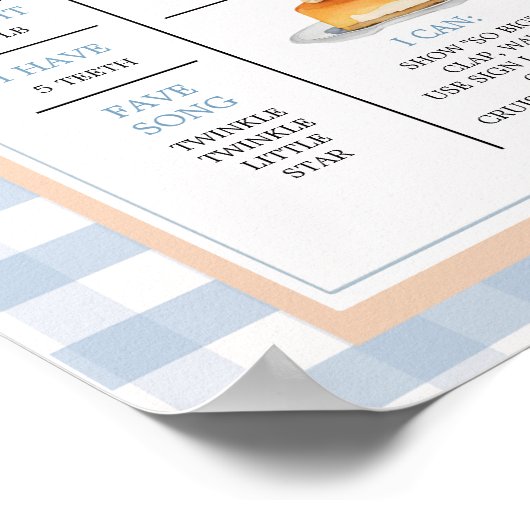 Eine kleine Süsse Pie Ein Jahr Faktenschild Blue G Poster (Ecke)