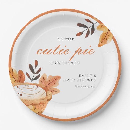 Eine kleine Süsse Pie Fall Floral Baby Dusche Pappteller (Vorderseite)