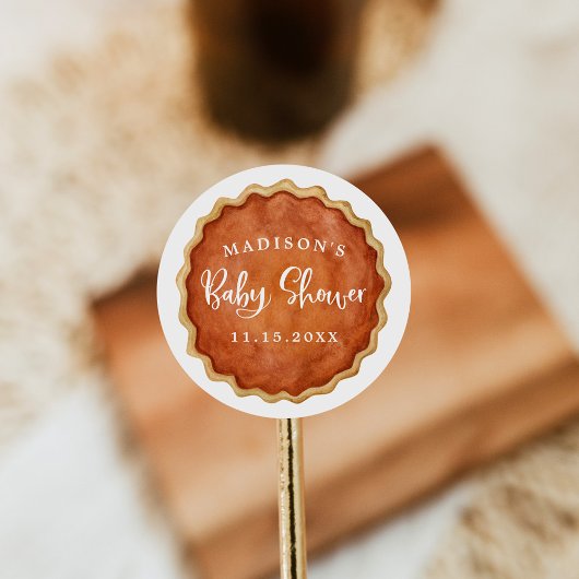 Eine kleine Süsse Pie Fall Pumpkin Baby Dusche Runder Aufkleber