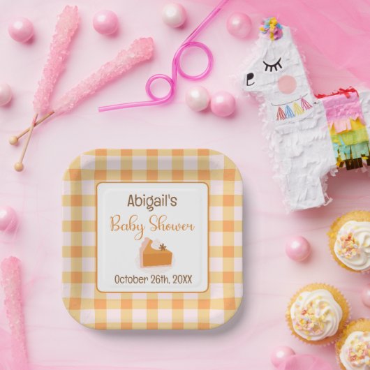 Eine kleine Süsse Pie Gingham Fall Baby Dusche Pappteller (Party)