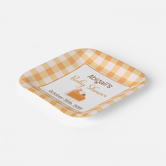 Eine kleine Süsse Pie Gingham Fall Baby Dusche Pappteller (Gewinkelt)