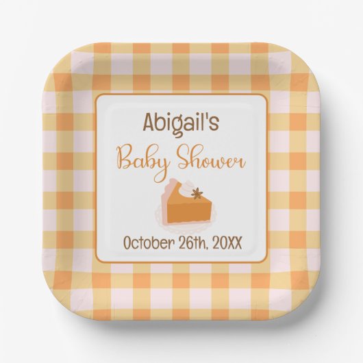 Eine kleine Süsse Pie Gingham Fall Baby Dusche Pappteller (Vorderseite)