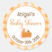 Eine kleine Süsse Pie Gingham Fall Baby Dusche Runder Aufkleber (Vorderseite)