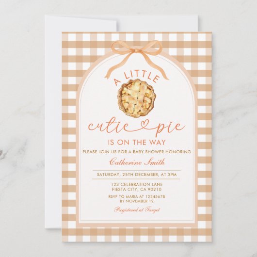 Eine kleine Süsse Pie ist auf dem Weg Baby Shower Einladung (Vorderseite)