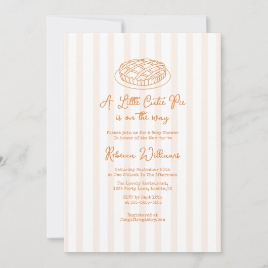 Eine kleine Süsse Pie ist auf der Way Baby Dusche Einladung (Vorderseite)