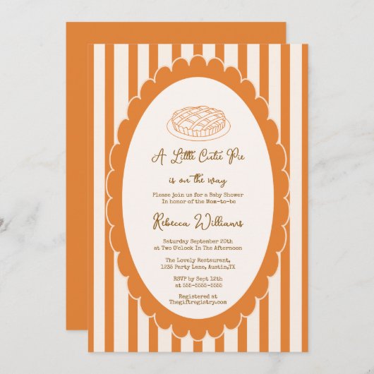 Eine kleine Süsse Pie ist unterwegs Baby Dusche Einladung (Vorne/Hinten)