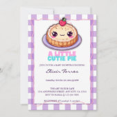 Eine kleine Süsse Pie Kawaii Lila Karierte Babydus Einladung (Vorderseite)