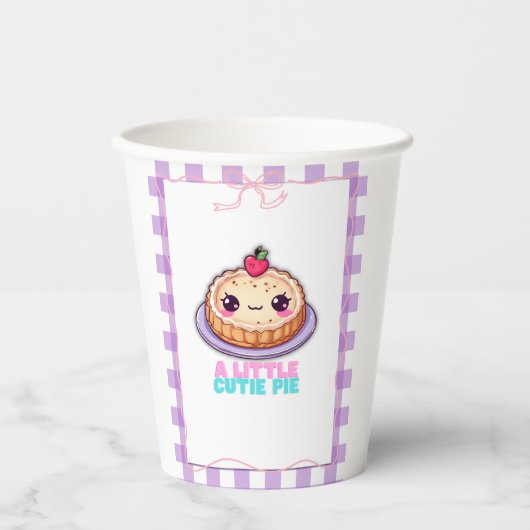 Eine kleine Süsse Pie Kawaii Lila Karierte Babydus Pappbecher (Vorderseite)