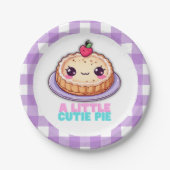 Eine kleine Süsse Pie Kawaii Lila Karierte Babydus Pappteller (Vorderseite)