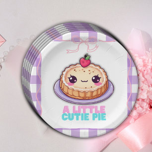 Eine kleine Süsse Pie Kawaii Lila Karierte Babydus Pappteller