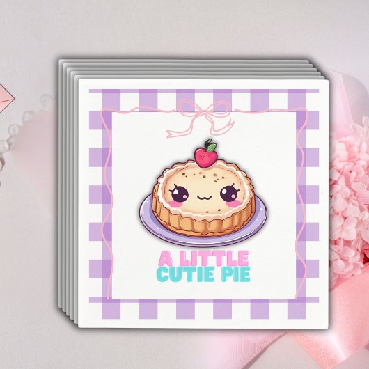 Eine kleine Süsse Pie Kawaii Lila Karierte Babydus Serviette