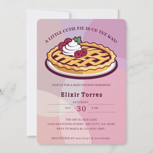 Eine kleine Süsse Pie Minimalistische Lila Babydus Einladung (Vorderseite)