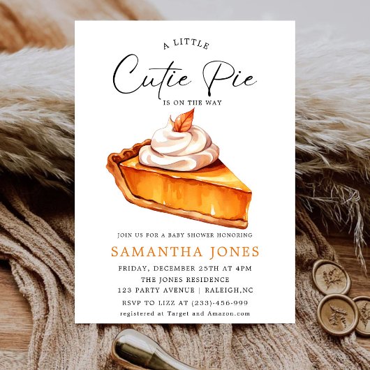 Eine kleine Süsse Pie Pumpkin Fall Baby Dusche Einladung