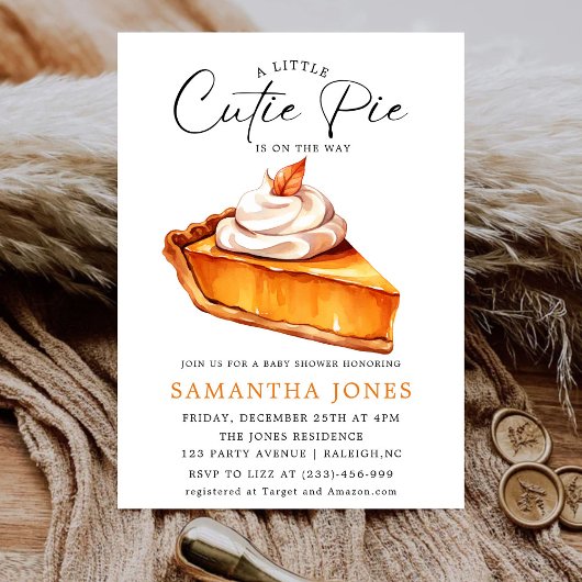 Eine kleine Süsse Pie Pumpkin Fall Baby Dusche Einladung