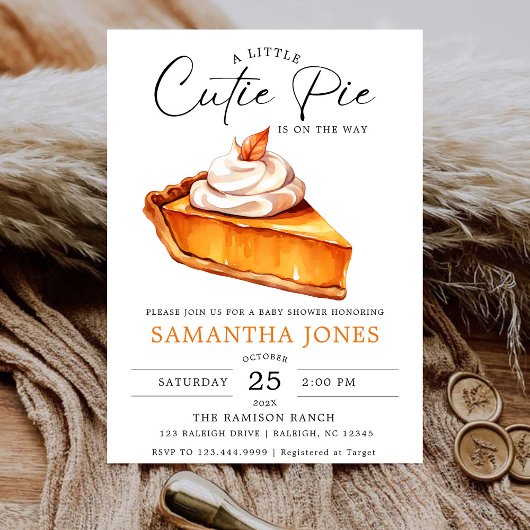 Eine kleine Süsse Pie Pumpkin Fall Baby Dusche Einladung