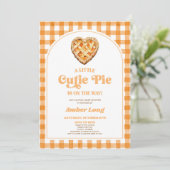 Eine kleine Süsse Pie Retro Heart Pie Baby Dusche Einladung (Stehend Vorderseite)