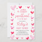 Eine kleine süße Pink Hearts Baby Dusche Einladung (Vorderseite)