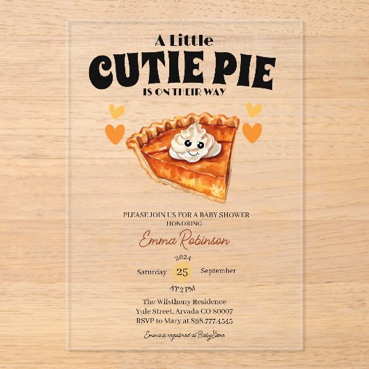 Eine kleine Süsse Pumpkin Pie Herbst Baby Dusche Acryleinladungen (Vorderseite)