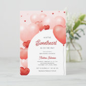 Eine kleine süße Rosa-Balloons-Babydusche Einladung (Stehend Vorderseite)