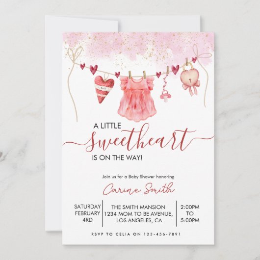 Eine kleine süße rote Babydusche Einladung (Vorderseite)