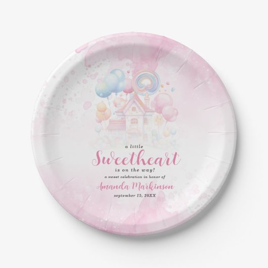 Eine kleine süße Süßigkeitsdusche Pappteller (Vorderseite)