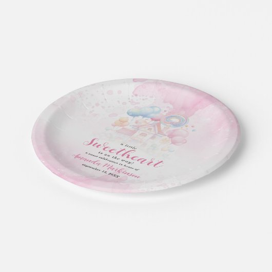 Eine kleine süße Süßigkeitsdusche Pappteller (Schrägansicht)