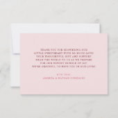 Eine kleine, süße Valentinin's Babydusche Dankeskarte (Rückseite)