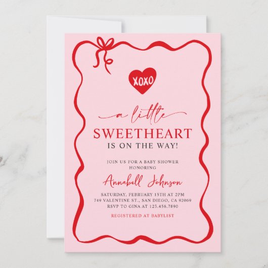 Eine kleine, süße Valentinin's Babydusche Einladung (Vorderseite)