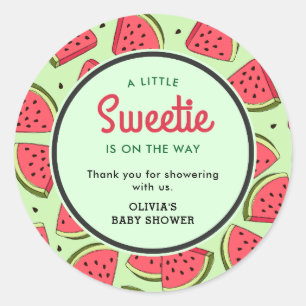 Eine kleine Süße Wassermelone Baby Shower Danke  Runder Aufkleber