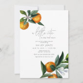 Eine kleine Süsse Zitrus Orange Fruit Baby Dusche Einladung (Vorderseite)