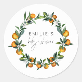Eine kleine Süsse Zitrus Orange Fruit Baby Dusche Runder Aufkleber