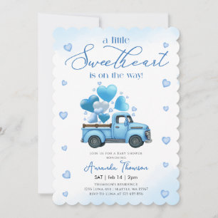 Eine kleine Sweetheart blaue Lastwagen-Baby-Party Einladung