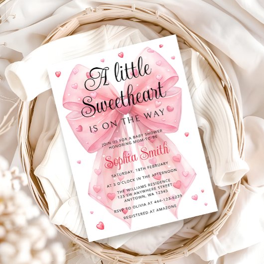 Eine kleine Sweetheart Bow Valentines Baby Dusche Einladung