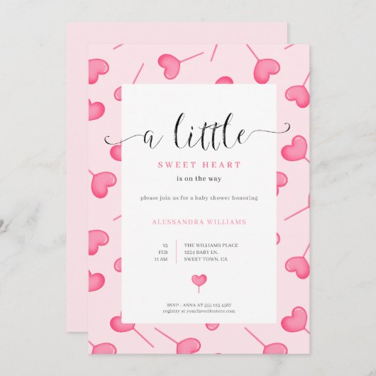 Eine kleine Sweetheart Girl Shower Einladung (Vorne/Hinten)