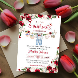 Eine kleine Sweetheart Valentine Boy Baby Dusche Einladung