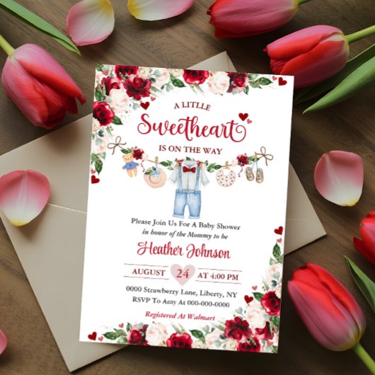 Eine kleine Sweetheart Valentine Boy Baby Dusche Einladung