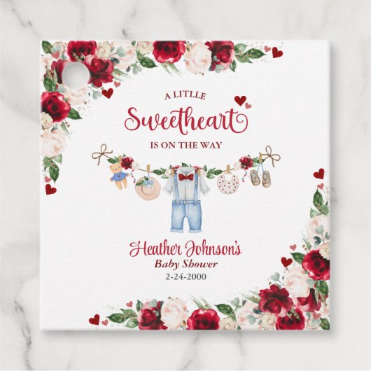 Eine kleine Sweetheart Valentine Boy Baby Dusche Geschenkanhänger (Vorderseite)