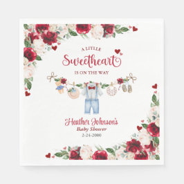 Eine kleine Sweetheart Valentine Boy Baby Dusche Serviette