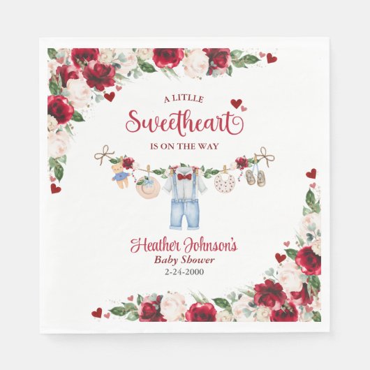Eine kleine Sweetheart Valentine Boy Baby Dusche Serviette (Vorderseite)