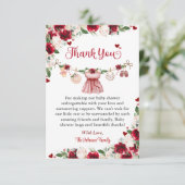 Eine kleine Sweetheart Valentine Girl Baby Dusche Dankeskarte (Stehend Vorderseite)