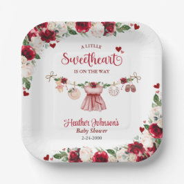 Eine kleine Sweetheart Valentine Girl Baby Dusche Pappteller