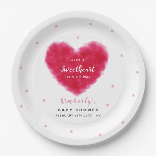 Eine kleine Sweetheart Valentines Babydusche Pappteller (Vorderseite)
