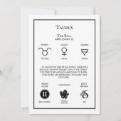 Eine kleine Taurus Zodiac Baby Dusche Einladung (Rückseite)